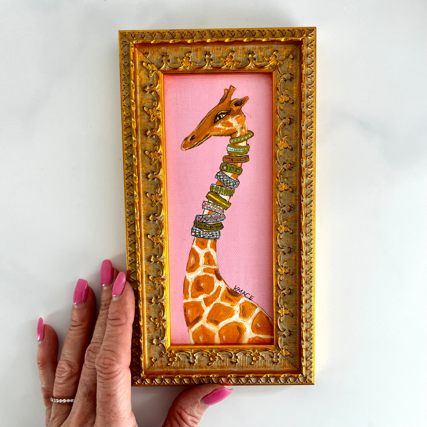 Framed Canvas Print - Giraffe Stack